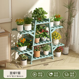 丝竹阁花架置物架阳台落地式创意客厅多肉实木多层网红花盆靠墙绿萝架子 A字豆绿7层