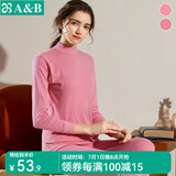AB内衣情人节秋冬纯棉情侣半高领内衣长袖长裤内衣套装S679 （女）嫣红 XL