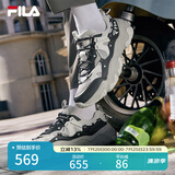 FILA 斐乐官方男鞋猫爪鞋5代老爹鞋运动鞋休闲鞋透气男 桦树银/火山灰-SV 42