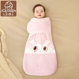 七彩博士婴儿睡袋0-6个月恒温棉防惊跳安抚襁褓包被新生儿秋冬季厚款抱被 小蜜蜂粉色厚款