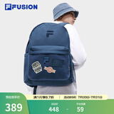 斐乐（FILA）FUSION潮牌背包情侣款双肩包女士包包大容量电脑包男士休闲书包 灰深蓝-DB XS