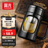富光玻璃杯男女办公双层大容量水杯带把茶水分离泡茶杯子带茶隔