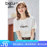 betu百图女装春装新款宽松韩版卡通印花短袖T恤ins潮JD2102T08 白色 L