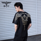 BOY LONDON【暗黑罗盘】夏情侣款短袖权杖印花炸街潮牌T恤N01906 N0103902 M