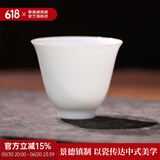 景德镇陶瓷家用甜白薄胎喝茶杯单个纯色主人杯品茗杯功夫茶具套装送礼 甜白初颜单杯