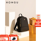 红谷（HONGU）包包双肩包女新款大容量女士双肩包休闲旅行包生日礼物 漆黑