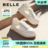 百丽（Belle）透气网面小白鞋女厚底休闲运动板鞋B1175BM3 蜂蜜牛乳-网面 35 (225mm)