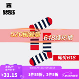 Happy Socks春夏款袜子女男袜多巴胺户外运动波点黑色棉袜中筒袜 白色条纹 1双 M 36-40