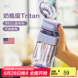 cica吸管杯成人孕妇水杯女塑料带刻度儿童直饮壶学生杯子躺着喝水夏季 紫500ml-吸管款-产妇孕妇推荐