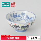 NITORI宜得利家居 日式陶瓷饭碗 创意卡通碗 可爱风 美浓烧 儿童碗 车车Ⅱ