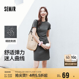 森马（Semir）连衣裙女圆领收腰弹力针织裙2025夏刺绣休闲短裙辣妹109325114001