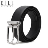 ELLE HOMME男士皮带时尚针扣腰带 头层牛皮休闲裤带男4613黑色生日礼物
