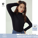 范思蓝恩范思蓝恩204303半高领打底衫女秋冬百搭修身针织上衣紧身内搭毛衣 黑色  XS