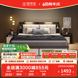 臻享家 床 双人床北欧简约储物高箱床主卧婚床卧室家具 布纹灰|储物床+床头柜*1 1.8米*2.0米