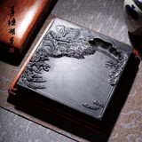 善琏湖笔砚台歙砚可磨墨黑龙尾天然原石书法专用研墨精品石砚儿童防干文房四宝笔砚安徽歙砚节日礼物