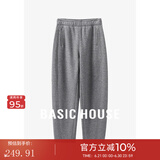 Basic House/百家好加厚加绒休闲裤女秋冬香蕉裤奶奶裤保暖百搭宽松显瘦新款 灰色 S 80-100斤
