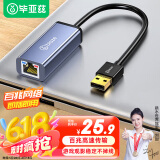 毕亚兹 USB2.0转RJ45网线接口转接头 百兆免驱动有线网卡转换器 适用苹果Mac华为笔记本电脑外置网线头