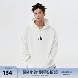 CHINISMCH字母印花连帽卫衣男潮牌美式宽松上衣重磅情侣帽衫 本白色 S（推荐 100-120斤）