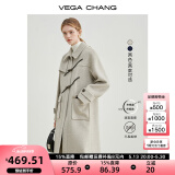 VEGA CHANG牛角扣呢子大衣女冬2024年学院风加厚毛呢大衣 燕麦色长款（160以上推荐） M