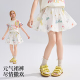 ASK JUNIOR童装儿童裤子女童夏装新品短裤撞色印花裙裤五分裤休闲花苞裤