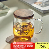 忆壶茶（YIHUTEA）泡茶杯茶水分离玻璃杯办公室家用水杯男士茶杯玻璃高硼硅绿茶杯子 【黑胡桃木盖】500ML君子杯