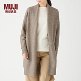 无印良品 MUJI 女式 含牦牛绒毛圈花式线长开衫长袖针织衫毛衣女装W9AA052 深咖啡棕色 M-L (165/88A）