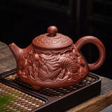 琦轩源紫砂茶壶家用大容量石瓢壶朱泥祥龙泡茶壶功夫茶具单壶