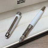 万宝龙MONTBLANC钢笔勃朗女士白色签字笔墨水宝珠笔商送礼定制刻字礼盒 镀铂金钢笔M尖/0.7mm(赠墨水)