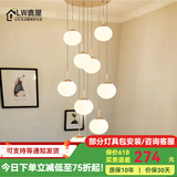 鹿屋复式楼长吊灯楼梯间北欧轻奢简约现代小loft公寓别墅中空客厅灯具 金色8头【直径40CM】三色