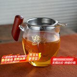 雅集玻璃公道杯带过滤网茶漏套装带木把荷花金银烧茶具配件茶海分茶器