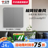 公牛（BULL）G12灰开关插座面板全屋套餐86家用墙壁usb五孔带开关网络空调插座 二开双控