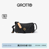 GROTTO个乐黑石包小号迷你号无性别主义植鞣绵羊皮单肩斜挎软包礼物 黑石S水波纹金标
