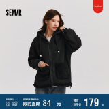 森马外套女仿羊羔毛摇粒绒双面穿连帽重磅夹克24新款109724108002