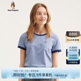 Hush Puppies暇步士女装夏季纯棉条纹圆领短袖T恤 368蓝白 XS