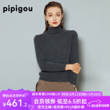 皮皮狗 两翻领套头 打底羊绒衫基础新款打底羊绒针织衫女士内搭毛衣 810铁灰 M /100