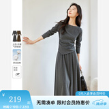 梵希蔓气质通勤套装裙女2025年春秋新款收腰上衣伞裙子洋气两件套 M8577 深花灰色 M