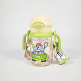 安儿欣儿童水杯学饮杯吸管杯幼儿园水杯水壶宝宝喝水杯子防呛ppsu 动物乐园绿 330ml （9M+一字阀吸嘴）
