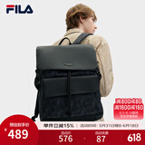 FILA 斐乐官方男士背包2024夏新款时尚休闲双肩包电脑包 正黑色-BK XS