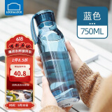 乐扣乐扣（LOCK&LOCK）夏季运动水杯简约塑料杯户外便携水壶男女学生杯子蓝色750ML