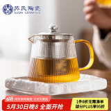 苏氏陶瓷（SUSHI CERAMICS）竖纹玻璃壶不锈钢内胆过滤壶(素高款500ML)