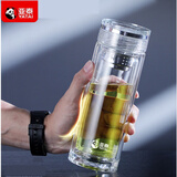 亚泰双层玻璃杯加厚耐热水晶杯花茶杯男女创意商务便携隔热泡茶杯子 360ml