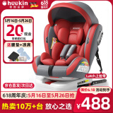 Heekin德国 儿童安全座椅汽车用0-4-12岁婴儿宝宝360度旋转ISOFIX硬接口 尊享红(遮阳棚+上拉带+侧保护)