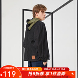 dickies夹克多口袋拼接撞色外套 男士休闲百搭长袖薄外套10103 黑色 M