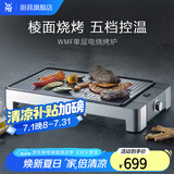 WMF福腾宝 家用室内多功能电烤炉电烧烤机烤肉烤串机不粘电烤盘少油少烟 电烧烤炉（全棱面） 1层