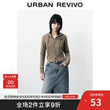 UR春季新款女装双拉链连帽抽绳字母印花修身外套UWV140018 深卡其 XS