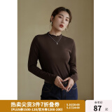 独束大码女装【发热防静电】百搭打底衫女显瘦秋冬新款胖mm针织衫 棕咖色 2XL
