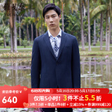 雅戈尔（YOUNGOR）单西男两粒单排扣标准版休闲西服男西服外套羊毛混纺格纹羊毛西服 藏青 XL 180/100A