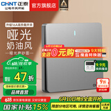 正泰（CHNT）开关插座6C 奶油风大板 家用86型带USB斜五孔暗装插座面板 幻银 一开多控