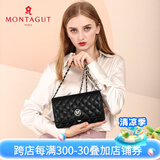 梦特娇（MONTAGUT）2025新款牛皮包包女包时尚小香风单肩包女菱格斜挎包母亲节礼物 R7512024051黑色大号