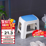 好尔塑料凳子加厚成人家用板凳防滑换鞋凳子方凳高30cm蓝色1个装